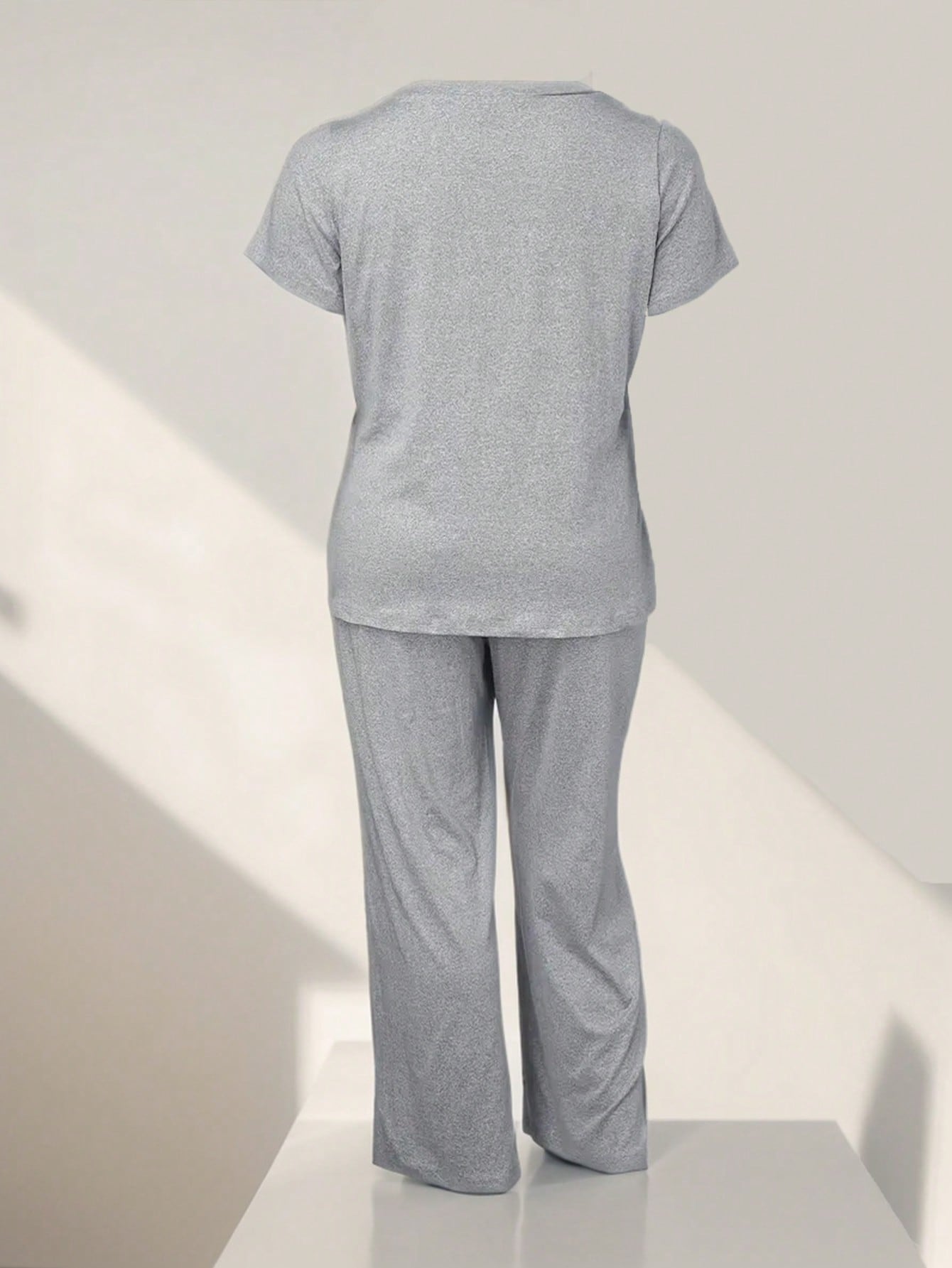2pcs Women Summer Casual T-Shirt And Pants Pajama Set
