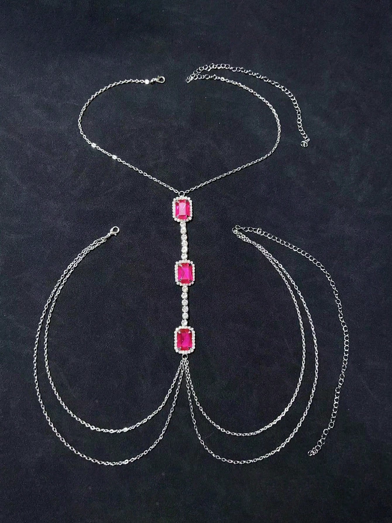 1pc Sexy Rhinestone Metal Chain Full Of Diamonds Shining Bikini Body Chain, Fashionable Party Dance Body Accessories