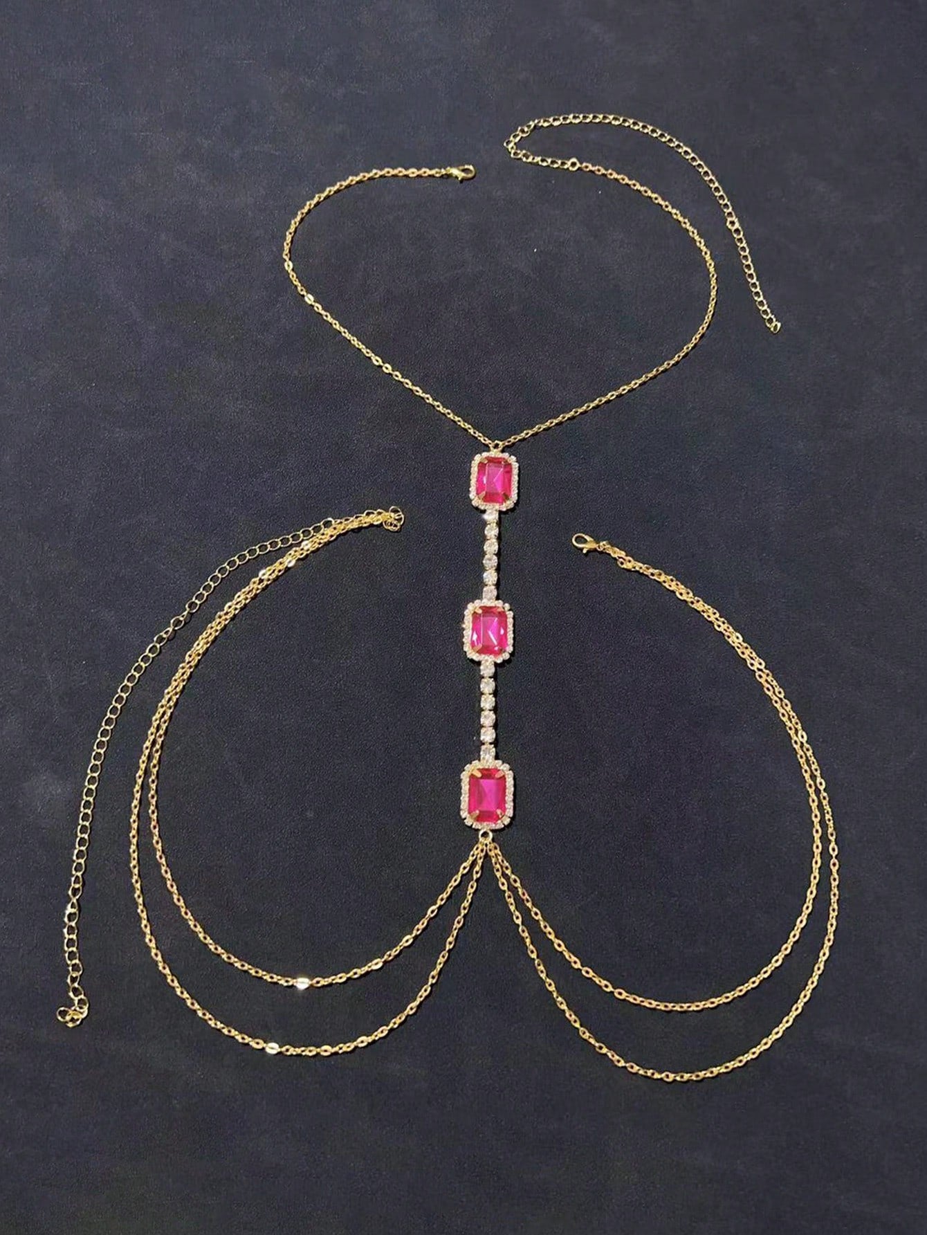 1pc Sexy Rhinestone Metal Chain Full Of Diamonds Shining Bikini Body Chain, Fashionable Party Dance Body Accessories