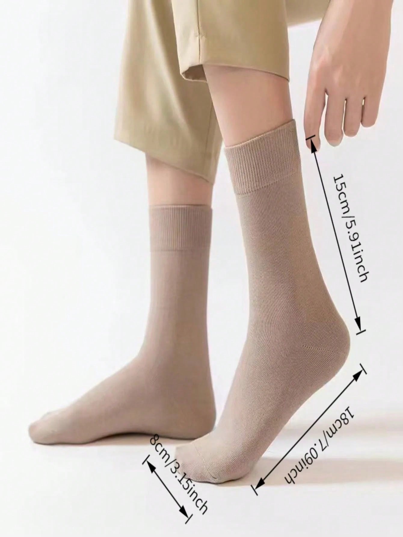 10 Pairs Mixed Color Mid-Calf Socks, Casual & Comfortable Socks, Solid Color Trendy Tall Socks For Spring And Autumn
