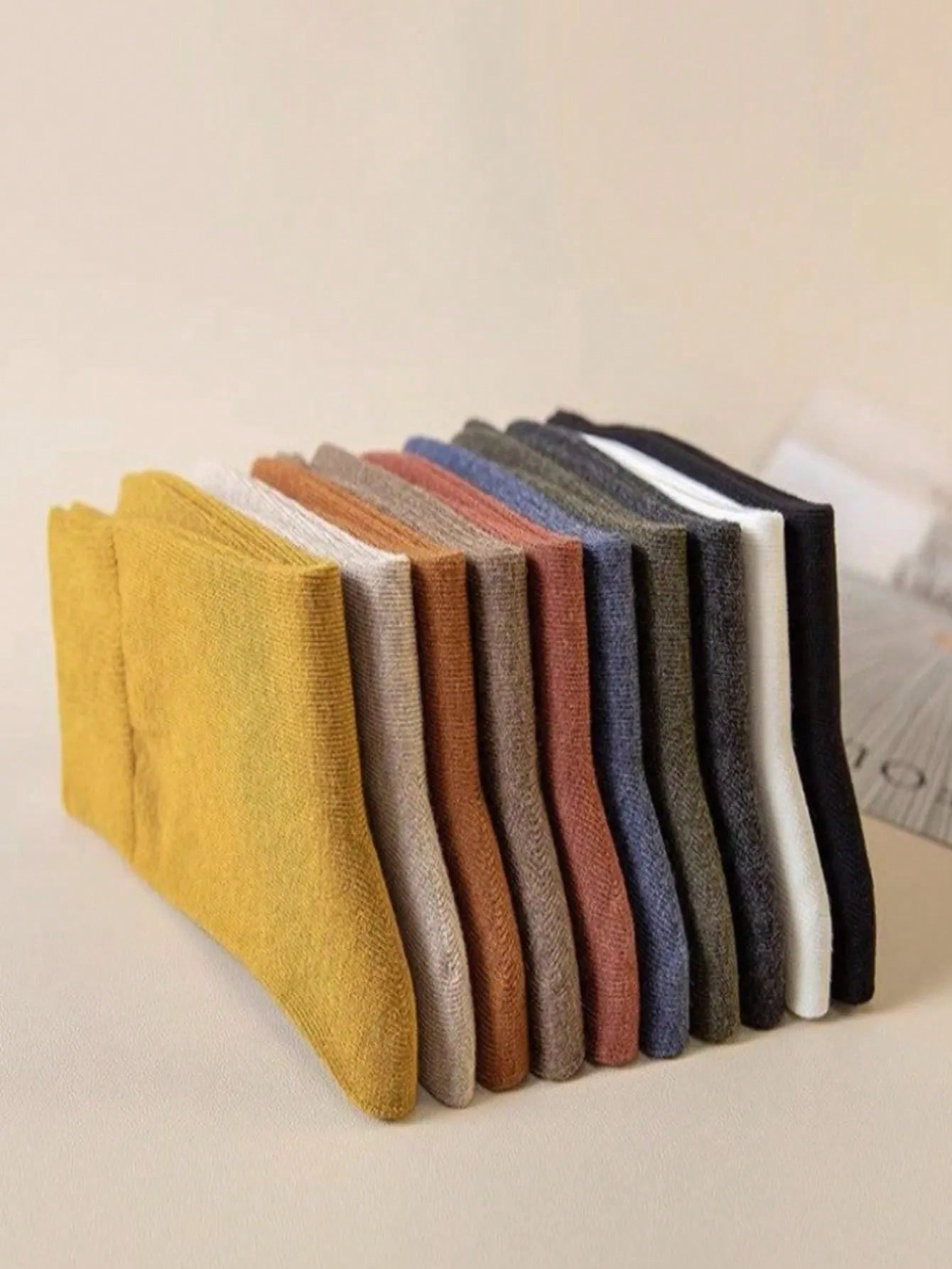 10 Pairs Mixed Color Mid-Calf Socks, Casual & Comfortable Socks, Solid Color Trendy Tall Socks For Spring And Autumn