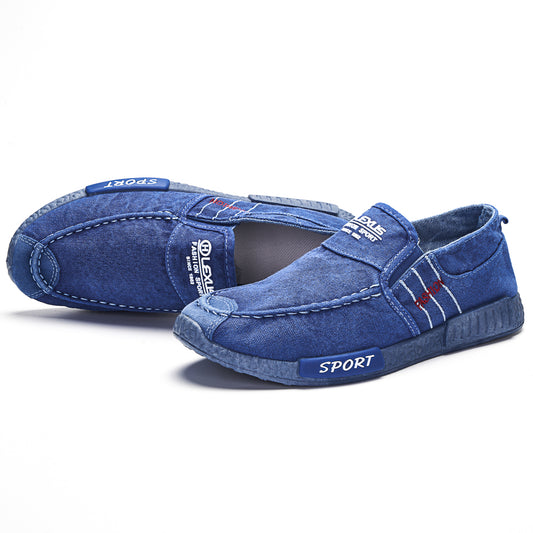 Men Washed Canvas Comfy Soft Sole Slip On Casual Shoes