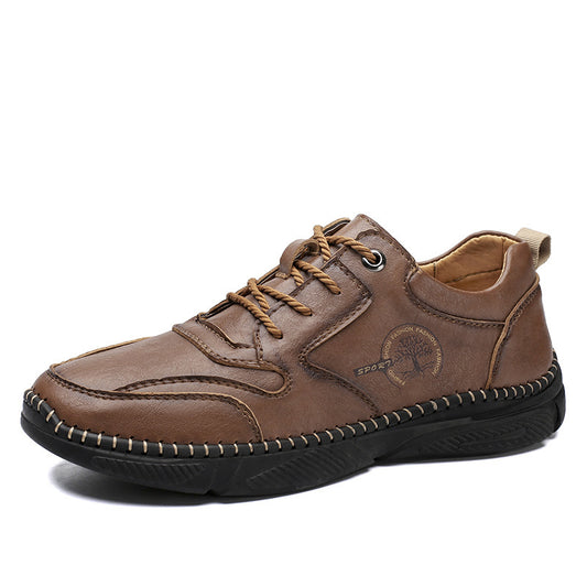 Men Non Slip Hand Stitching Cow Leather Casual Shoes