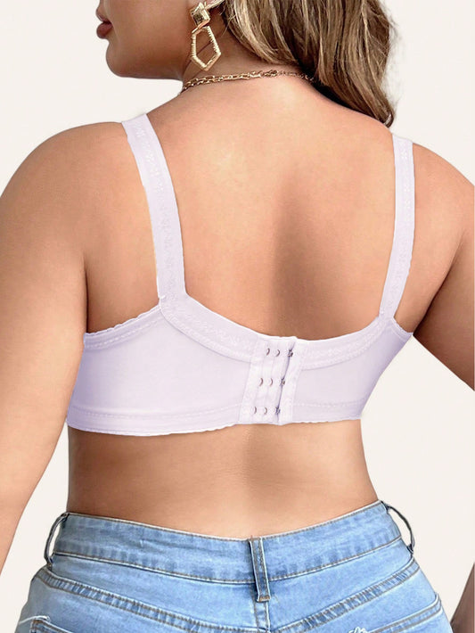 Plus Size Women Adjustable Wide Strap Wireless Thin Breathable Bra, Comfortable Mother Style