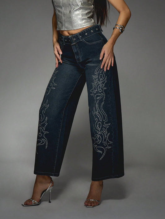Tattoo Hotfix Denim Low Rise Baggy Jeans